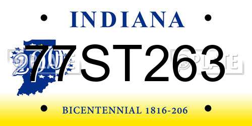 77ST263 Indiana License Plate