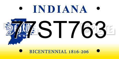 77ST763 Indiana License Plate