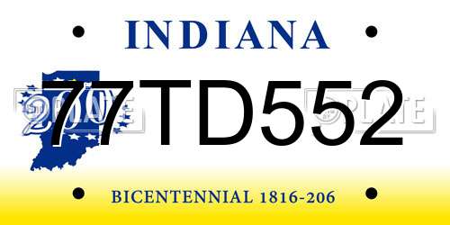 77TD552 Indiana License Plate