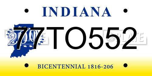 77TO552 Indiana License Plate