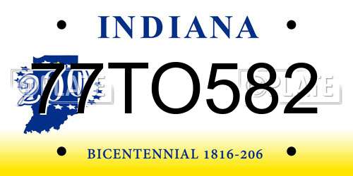 77TO582 Indiana License Plate