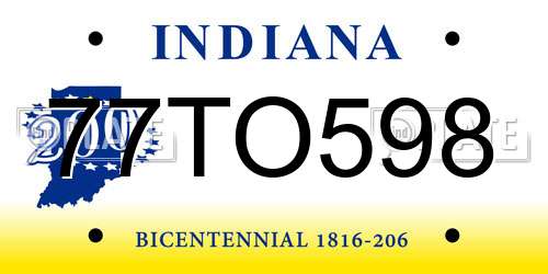 77TO598 Indiana License Plate