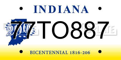 77TO887 Indiana License Plate