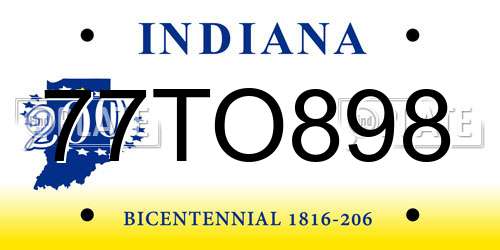 77TO898 Indiana License Plate