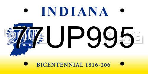 77UP995 Indiana License Plate