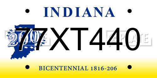 77XT440 Indiana License Plate