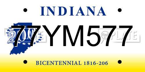 77YM577 Indiana License Plate