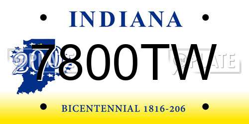 7800TW Indiana License Plate