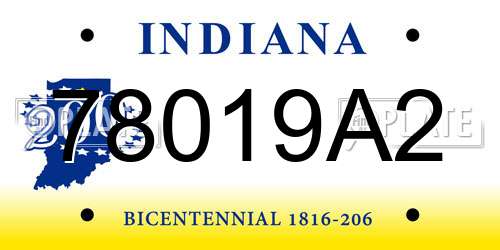 78019A2 Indiana License Plate