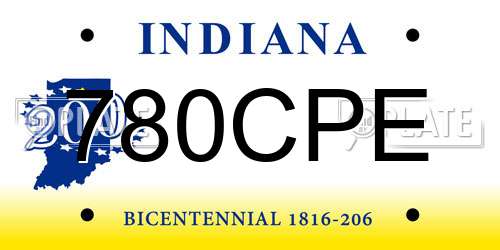 780CPE Indiana License Plate