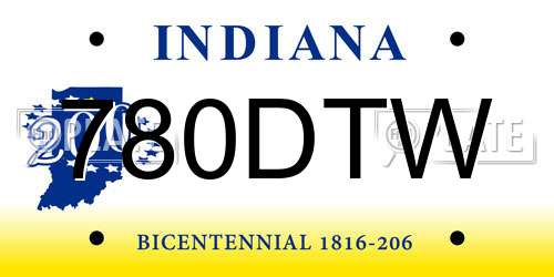 780DTW Indiana License Plate