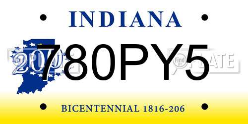 780PY5 Indiana License Plate
