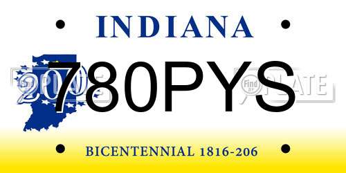 780PYS Indiana License Plate