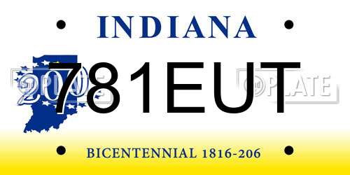 781EUT Indiana License Plate
