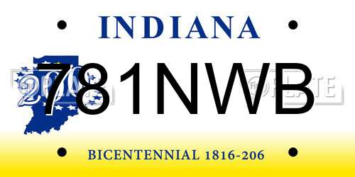 781NWB Indiana License Plate