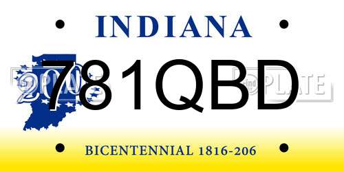 781QBD Indiana License Plate