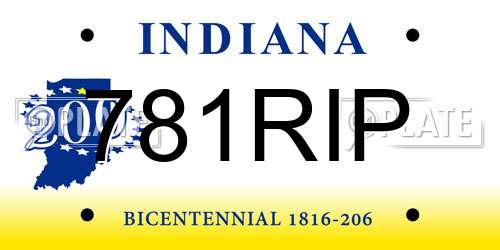 781RIP Indiana License Plate