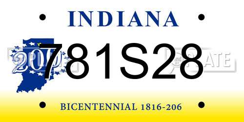 781S28 Indiana License Plate