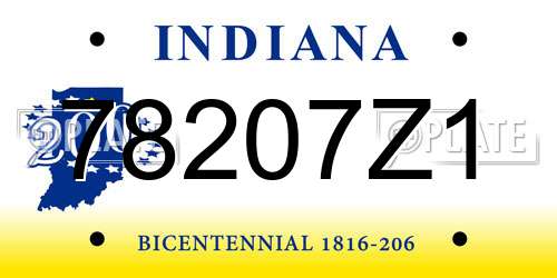 78207Z1 Indiana License Plate