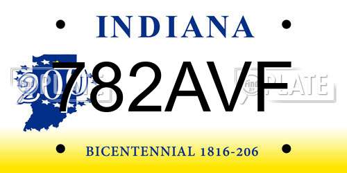 782AVF Indiana License Plate
