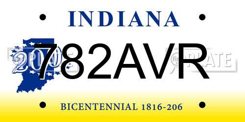 782AVR Indiana License Plate