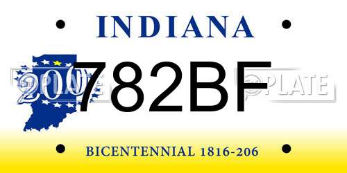 782BF Indiana License Plate