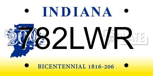 782LWR Indiana License Plate