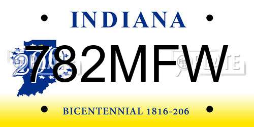 782MFW Indiana License Plate