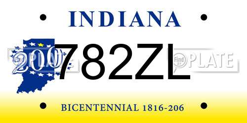 782ZL Indiana License Plate