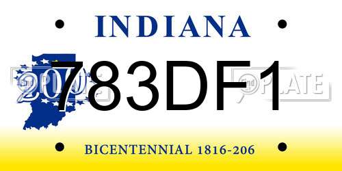 783DF1 Indiana License Plate