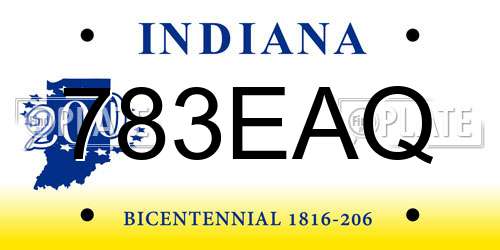 783EAQ Indiana License Plate