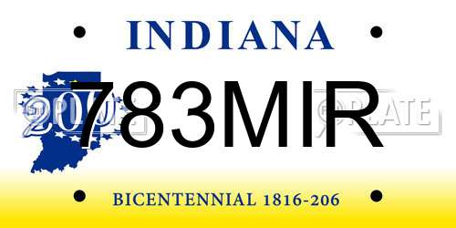 783MIR Indiana License Plate