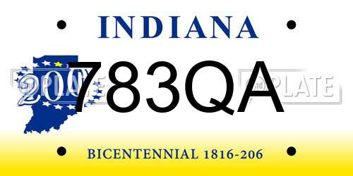 783QA Indiana License Plate