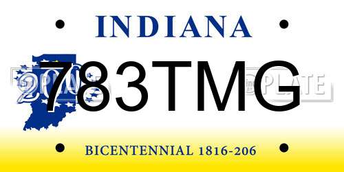 783TMG Indiana License Plate