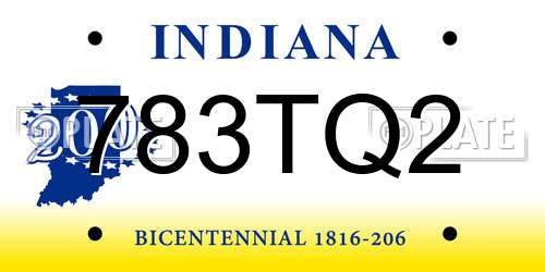 783TQ2 Indiana License Plate