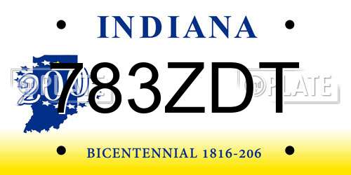 783ZDT Indiana License Plate