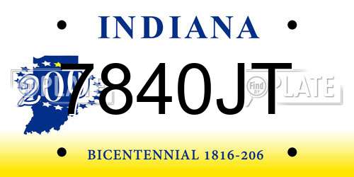 7840JT Indiana License Plate