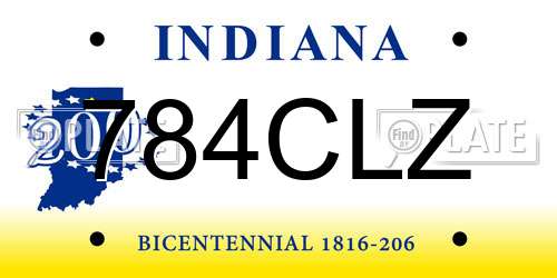 784CLZ Indiana License Plate