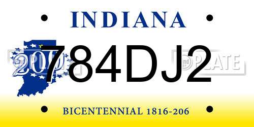 784DJ2 Indiana License Plate