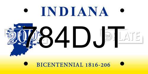 784DJT Indiana License Plate