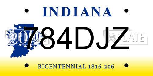 784DJZ Indiana License Plate