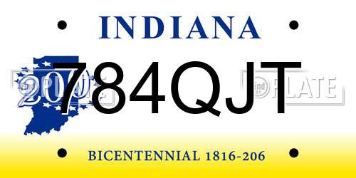 784QJT Indiana License Plate
