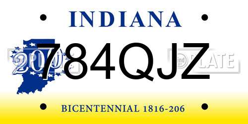 784QJZ Indiana License Plate