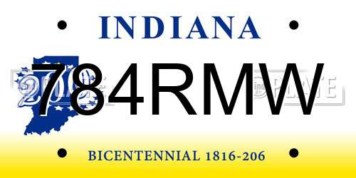 784RMW Indiana License Plate