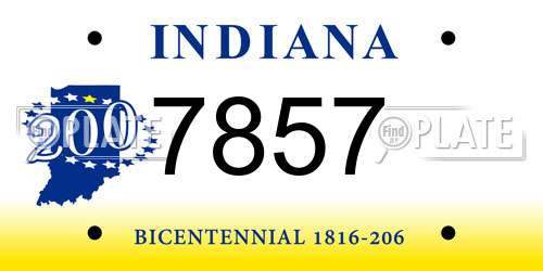 7857 Indiana License Plate