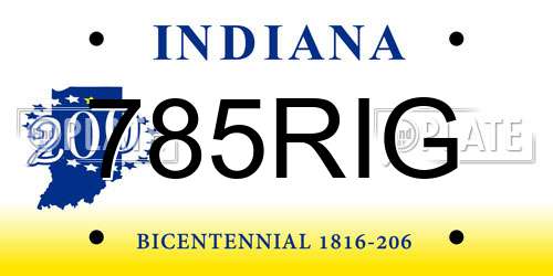 785RIG Indiana License Plate