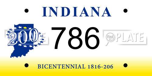 786 Indiana License Plate
