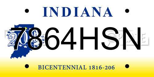 7864HSN Indiana License Plate