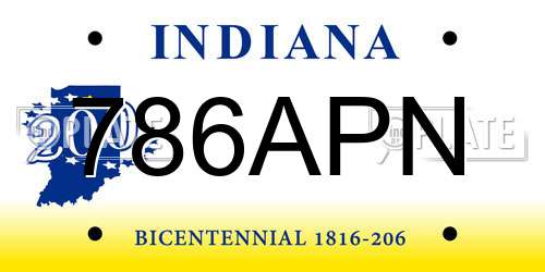 786APN Indiana License Plate