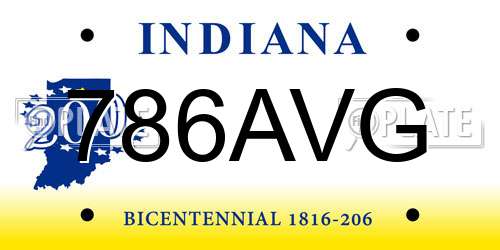 786AVG Indiana License Plate